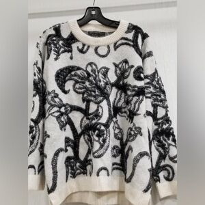 Peruvian Connection Black and White Crew Neck Sweater